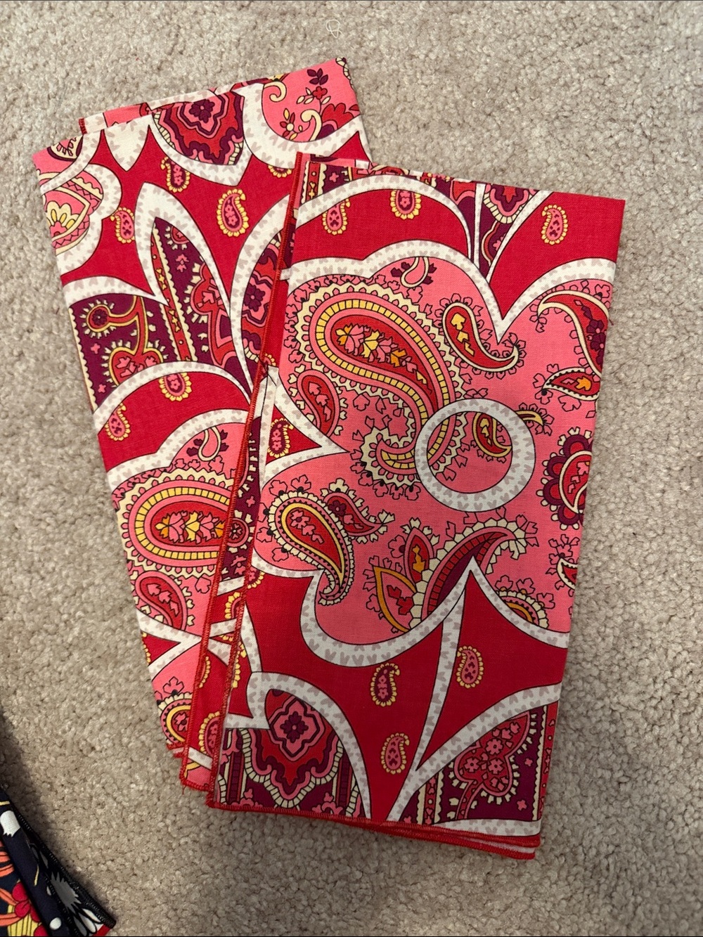Vera Bradley Red Pink Paisley Cotton Scarf